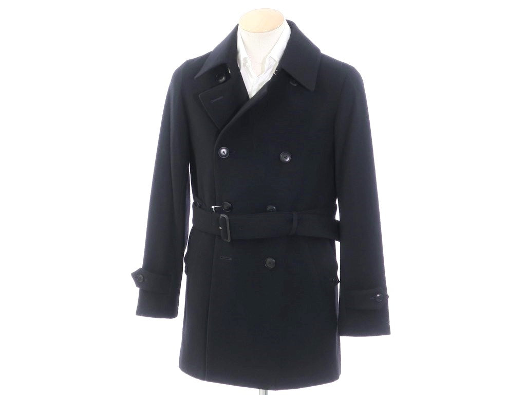 【中古】シップス SHIPS カシミア混ウールナイロン ダブルブレステッドコート ネイビー【サイズS】【NVY】【A/W】【状態ランクB】【メンズ】【10303-955578】