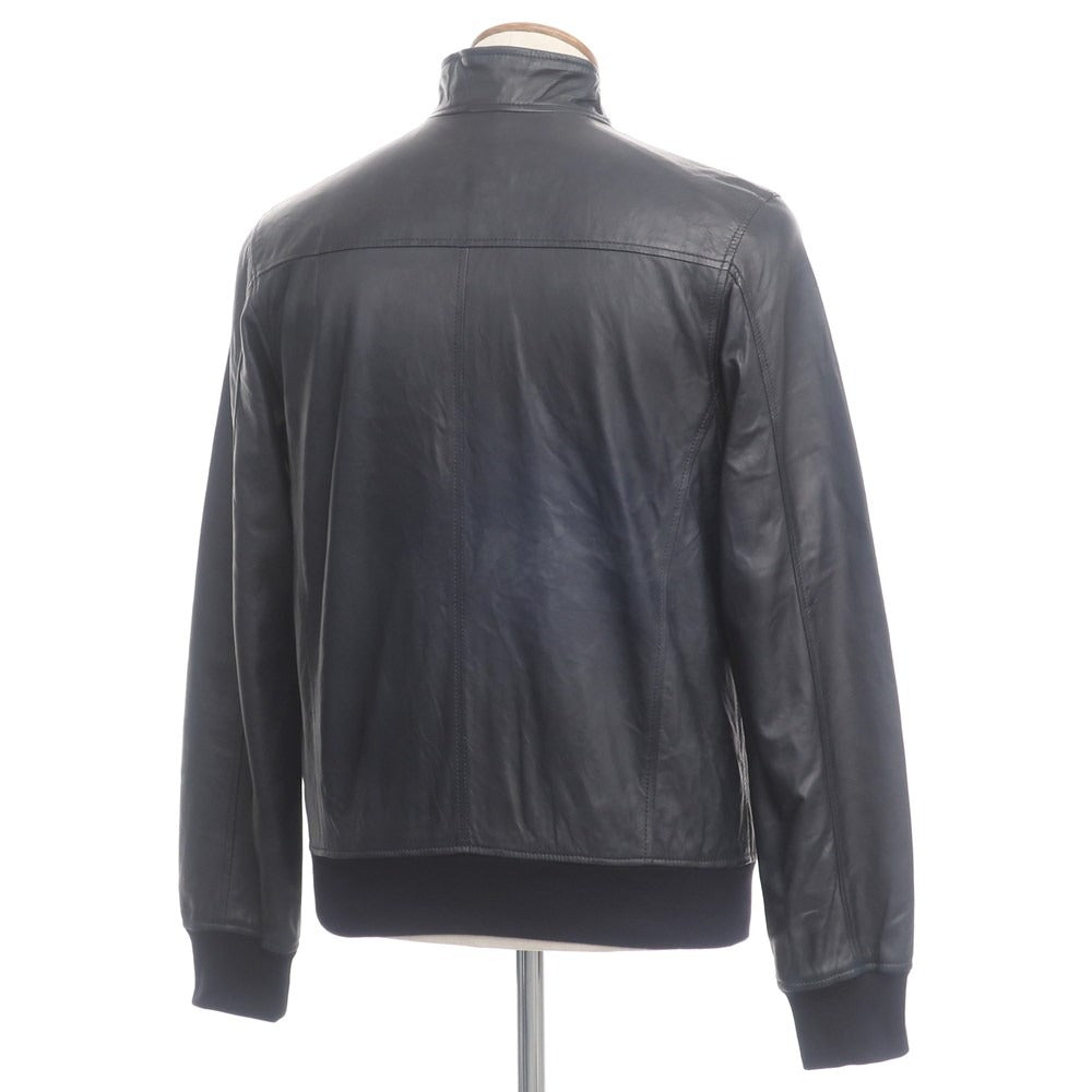【中古】ギャレット GARRETT ジップアップ スタンドカラー レザーブルゾン ジャケット ダークネイビー【サイズ48】【NVY】【A/W】【状態ランクA】【メンズ】【768992】