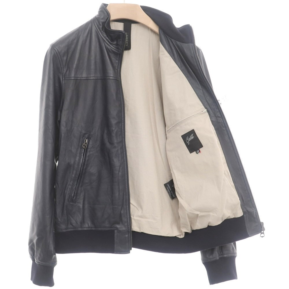 【中古】ギャレット GARRETT ジップアップ スタンドカラー レザーブルゾン ジャケット ダークネイビー【サイズ48】【NVY】【A/W】【状態ランクA】【メンズ】【768992】