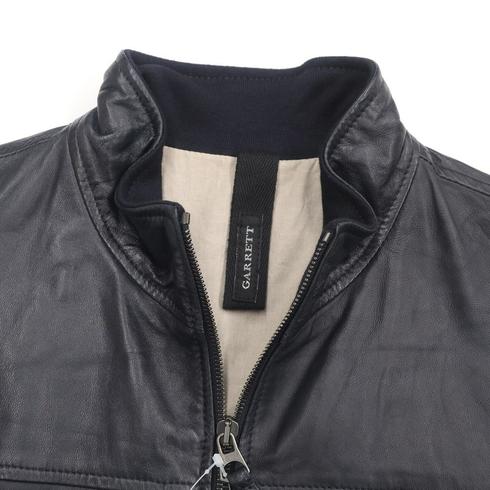 【中古】ギャレット GARRETT ジップアップ スタンドカラー レザーブルゾン ジャケット ダークネイビー【サイズ48】【NVY】【A/W】【状態ランクA】【メンズ】【768992】