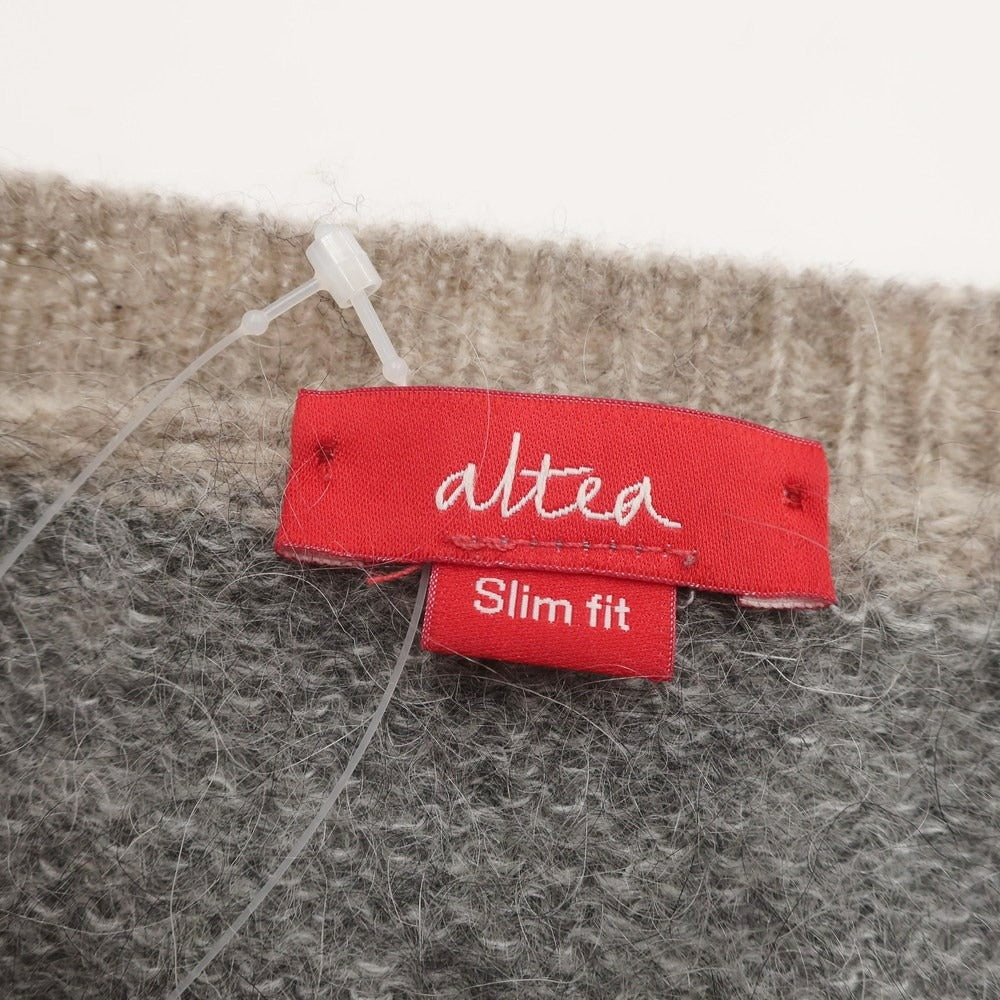 【中古】アルテア Altea モヘアウール ボーダー柄 クルーネックニット ベージュxグレー【 XS 】【 状態ランクB 】【 メンズ 】