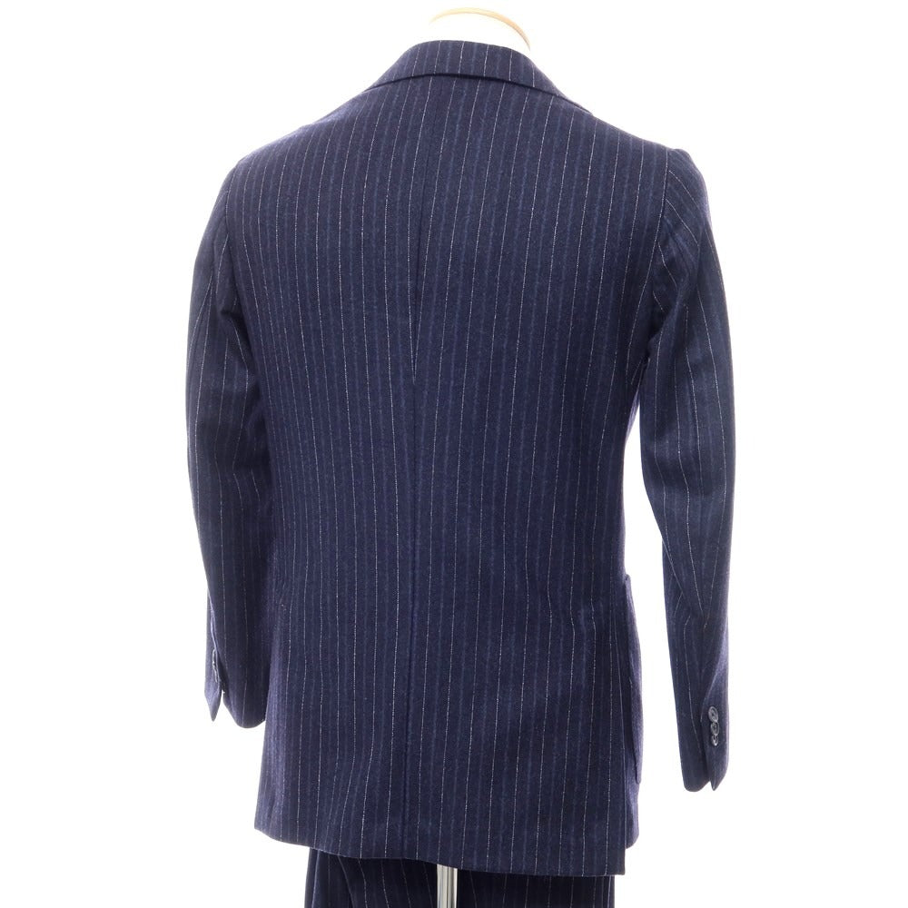 【中古】デペトリロ DE PETRILLO ウール ストライプ 3つボタンスーツ ネイビー【 44 Drop7 】【 状態ランクC 】【 メンズ 】