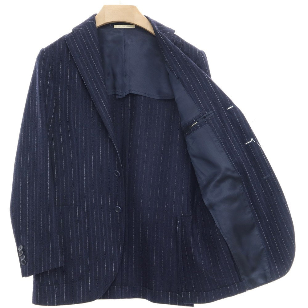 【中古】デペトリロ DE PETRILLO ウール ストライプ 3つボタンスーツ ネイビー【 44 Drop7 】【 状態ランクC 】【 メンズ 】