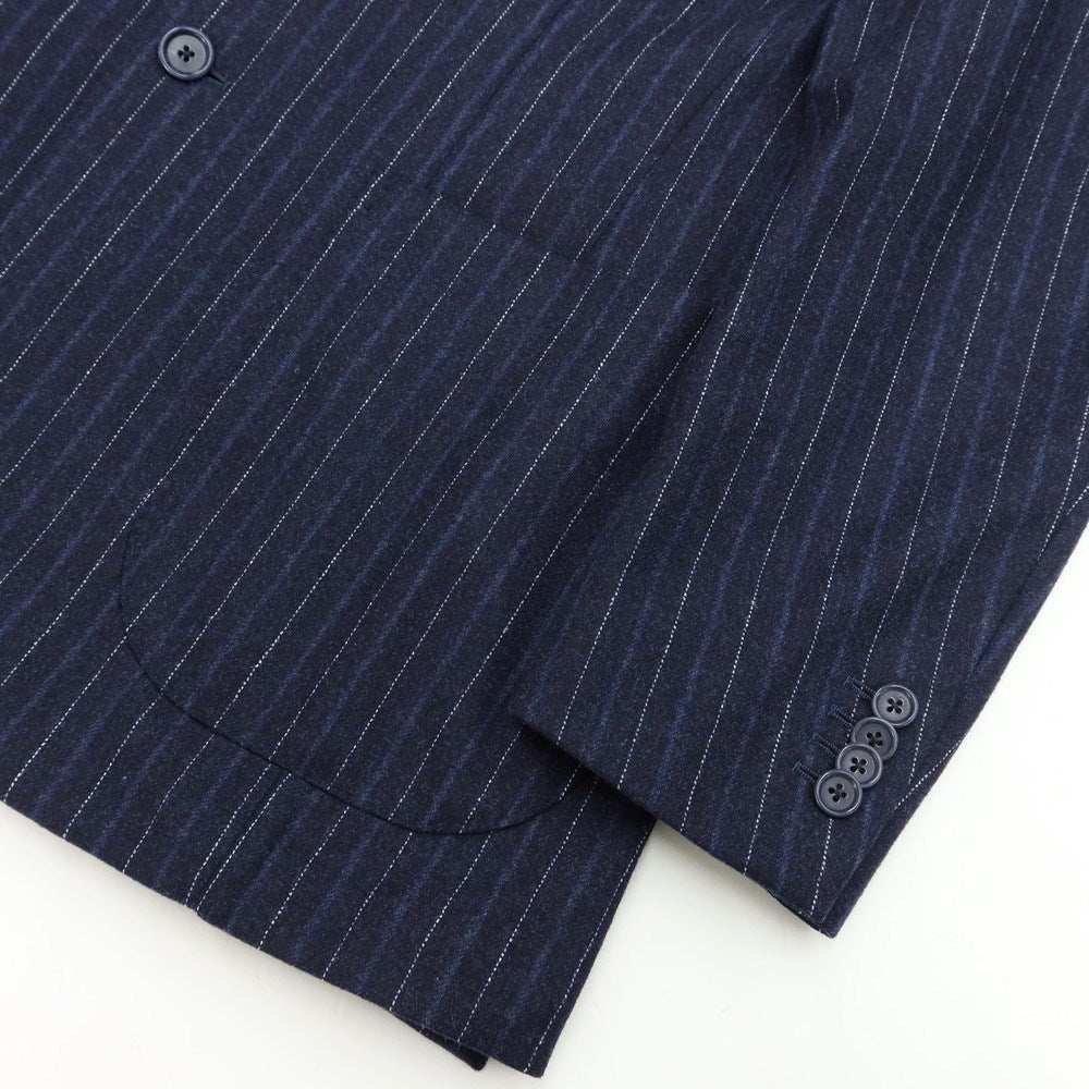 【中古】デペトリロ DE PETRILLO ウール ストライプ 3つボタンスーツ ネイビー【 44 Drop7 】【 状態ランクC 】【 メンズ 】