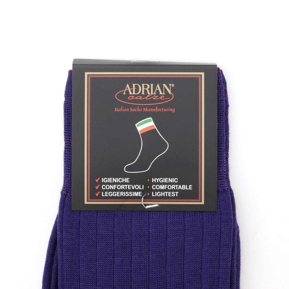 【新品】アドリアン ADRIAN ウール カラー ソックス パープル(リブ)【サイズTaglia.(39-42)】【 状態ランクN 】【 メンズ 】