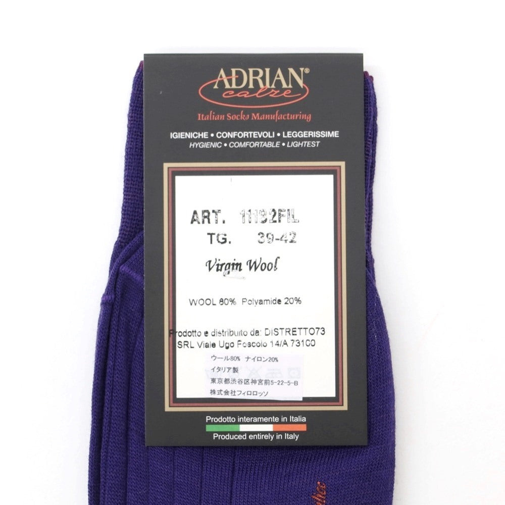 【新品】アドリアン ADRIAN ウール カラー ソックス パープル(リブ)【サイズTaglia.(39-42)】【 状態ランクN 】【 メンズ 】