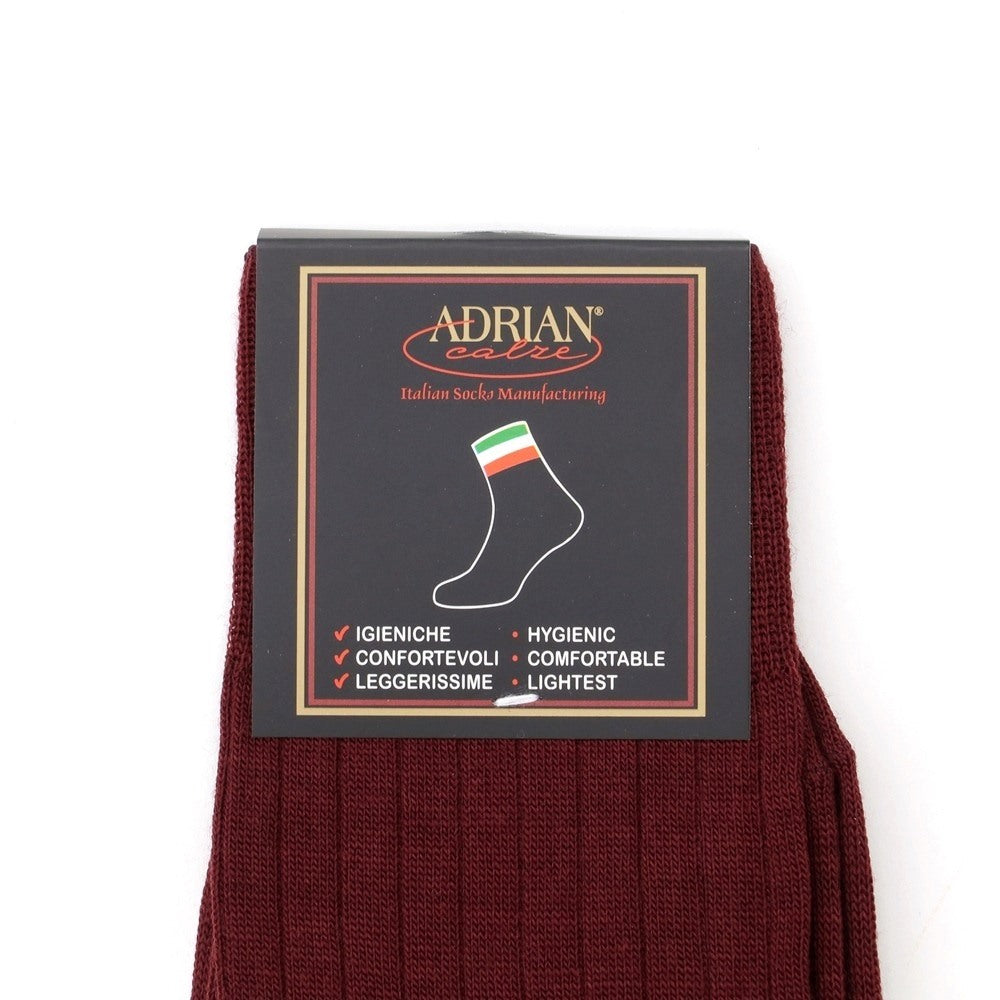 【新品】アドリアン ADRIAN ウール カラー ソックス ボルドー(リブ)【サイズTaglia.(39-42)】【 状態ランクN 】【 メンズ 】