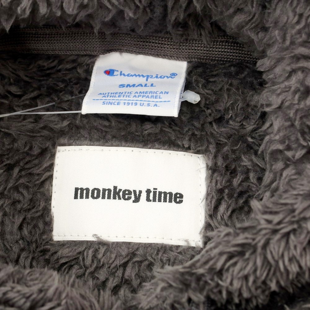 【中古】チャンピオン Champion MONKEY TIME別注 ボアフリース プルオーバーパーカー ダークグレー【サイズS】【GRY】【A/W】【状態ランクB】【メンズ】