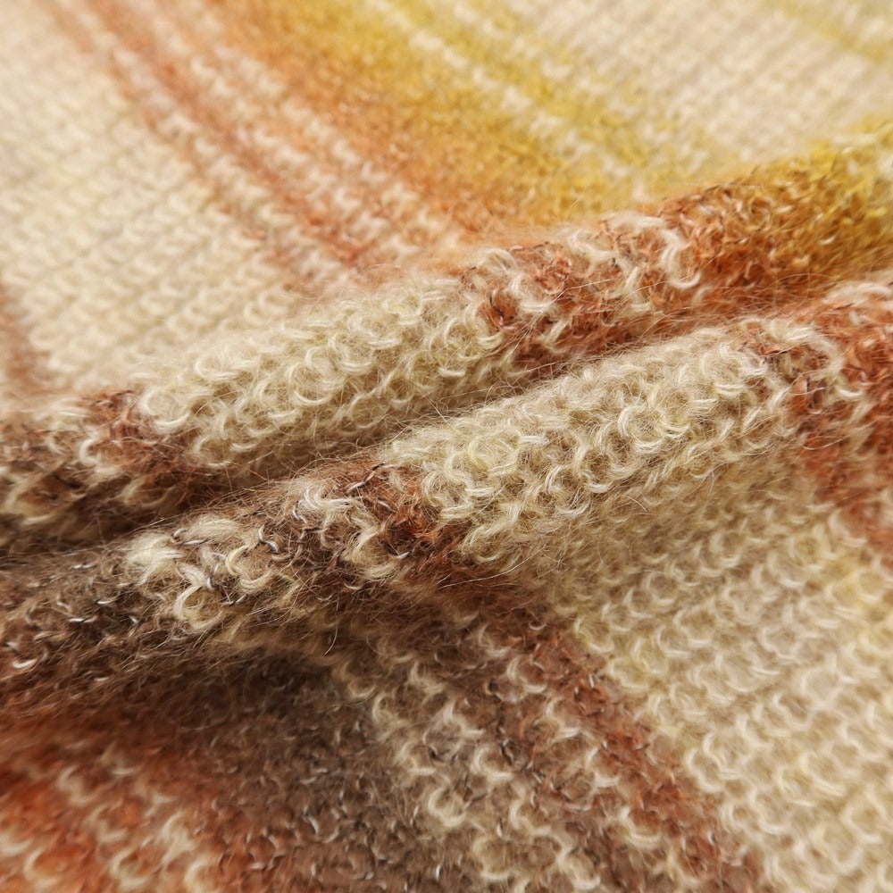 【中古】ムカイ MUKAI 2022年秋冬 モヘアナイロン ボーダー柄 クルーネックニット ブラウンベージュ系xマルチカラー【 1 】【 状態ランクA 】【 メンズ 】