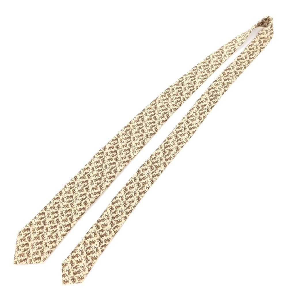 【新品】ジエレ GIERRE シルク トラ柄ネクタイ ベージュxブラウン【 状態ランクN 】【 メンズ 】