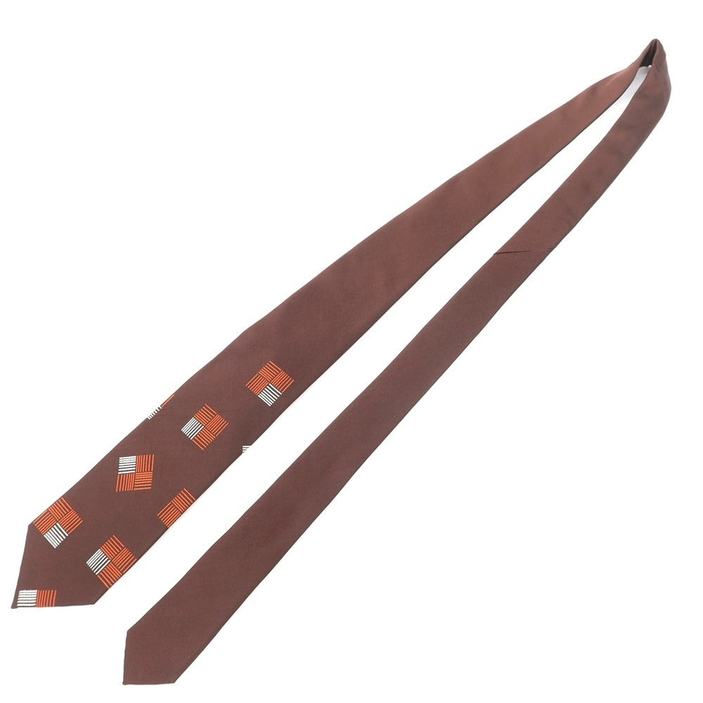 【新品アウトレット】ジエレ GIERRE シルク 小紋柄ネクタイ ブラウンxオレンジ【 状態ランクN- 】【 メンズ 】