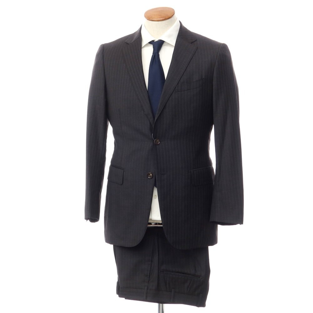 【中古】ポールスチュアート PAUL STUART ロロピアーナ SUPER120’sFOUR SEASONS ウールシルク 3つボタンスーツ チャコールグレーxブルー【サイズ46】【GRY】【A/W】【状態ランクC】【メンズ】