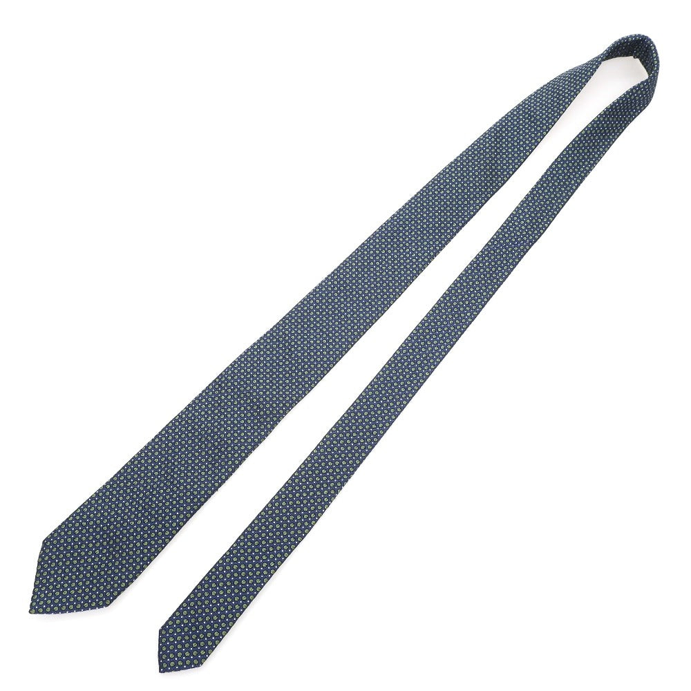 【中古】ドッツ アンド ループス Dots&Loops シルクコットン ドット柄ネクタイ ライトネイビーxグリーン【 状態ランクB 】【 メンズ 】