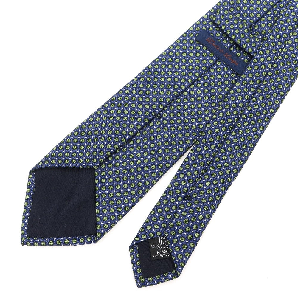 【中古】ドッツ アンド ループス Dots&Loops シルクコットン ドット柄ネクタイ ライトネイビーxグリーン【 状態ランクB 】【 メンズ 】
