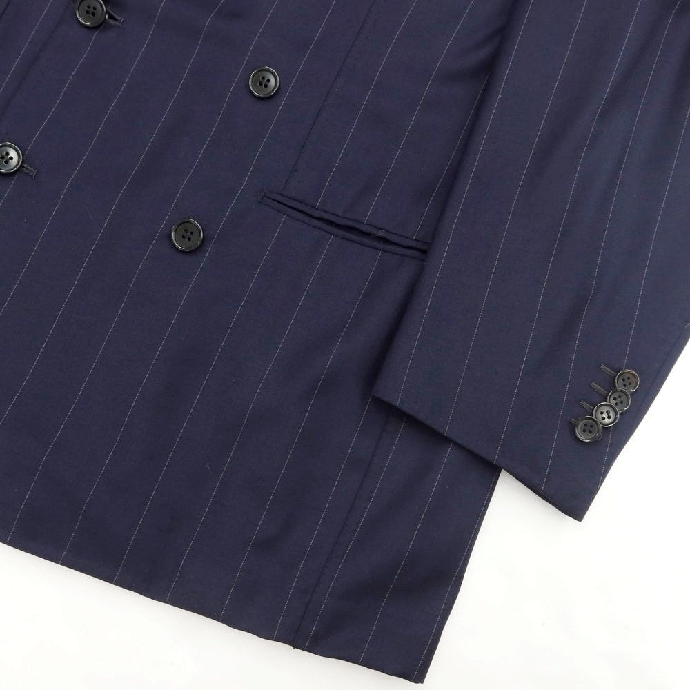 【中古】ステファノ デ キアラ Stefano de Chiara ウール ストライプ ダブルスーツ ネイビーxホワイト【 48 】【 状態ランクD 】【 メンズ 】