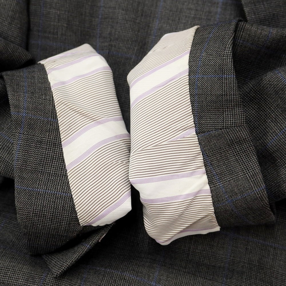 【中古】ファーラン & ハーヴィー FALLAN & HARVEY ウール系 チェック セットアップ 2つボタンスーツ グレーxブルー【 表記なし(XL位)/94 】【 状態ランクD 】【 メンズ 】