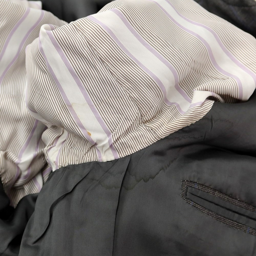 【中古】ファーラン & ハーヴィー FALLAN & HARVEY ウール系 チェック セットアップ 2つボタンスーツ グレーxブルー【 表記なし(XL位)/94 】【 状態ランクD 】【 メンズ 】