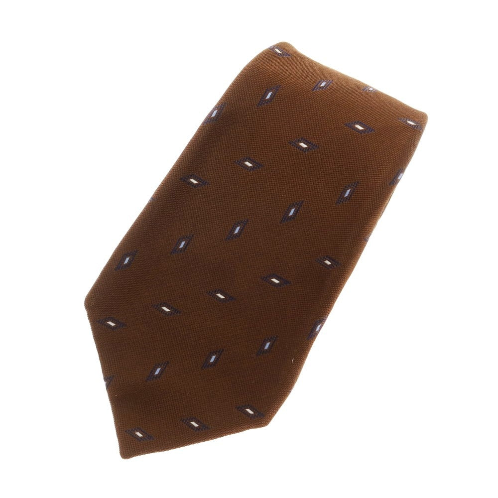 【中古】バルバ BARBA クワトロピエゲ シルク 小紋柄ネクタイ ブラウンxブルー【サイズ-】【BRW】【S/S/A/W】【状態ランクB】【メンズ】【759184】