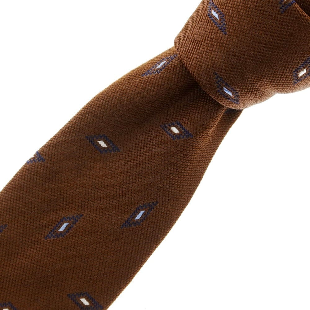 【中古】バルバ BARBA クワトロピエゲ シルク 小紋柄ネクタイ ブラウンxブルー【サイズ-】【BRW】【S/S/A/W】【状態ランクB】【メンズ】【759184】