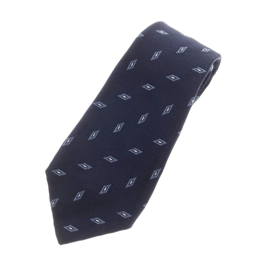 【中古】バルバ BARBA クワトロピエゲ シルク 小紋柄ネクタイ ネイビーxブルー【サイズ-】【NVY】【S/S/A/W】【状態ランクB】【メンズ】【759184】