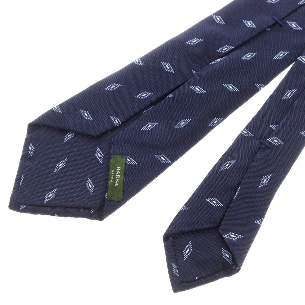 【中古】バルバ BARBA クワトロピエゲ シルク 小紋柄ネクタイ ネイビーxブルー【サイズ-】【NVY】【S/S/A/W】【状態ランクB】【メンズ】【759184】