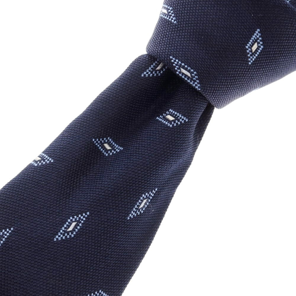 【中古】バルバ BARBA クワトロピエゲ シルク 小紋柄ネクタイ ネイビーxブルー【サイズ-】【NVY】【S/S/A/W】【状態ランクB】【メンズ】【759184】