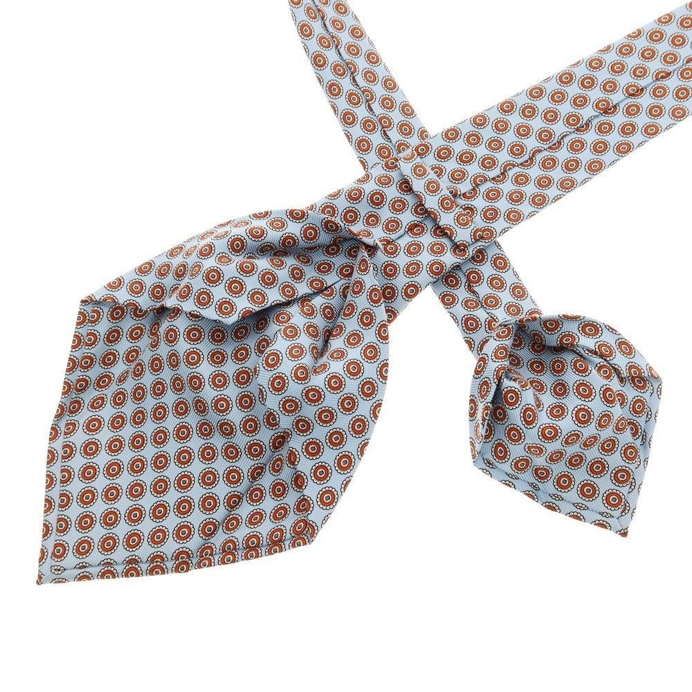 【中古】バルバ BARBA クワトロピエゲ シルク 小紋柄ネクタイ ライトブルーxオレンジ【サイズ-】【BLU】【S/S/A/W】【状態ランクB】【メンズ】【759184】