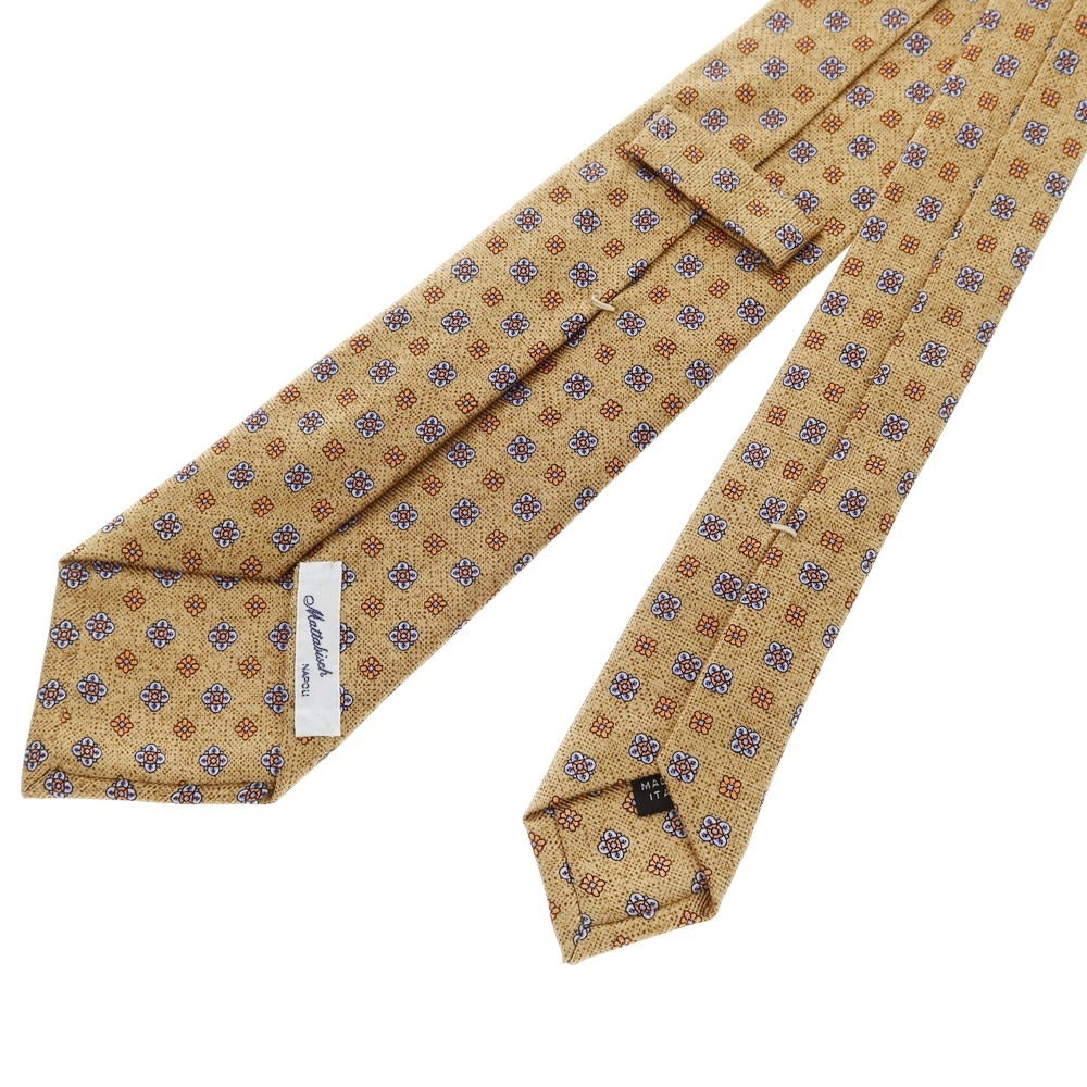 【中古】マタビシ Mattabisch シルク 小紋柄ネクタイ ライトブラウンxオレンジ【 状態ランクA 】【 メンズ 】