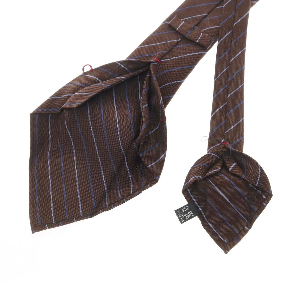 【中古】フランコ プリンツィバリー FRANCO PRINZIVALLI クワトロピエゲ シルクウール ストライプ柄ネクタイ ブラウンxブルー【サイズ-】【BRW】【A/W】【状態ランクB】【メンズ】【759181】