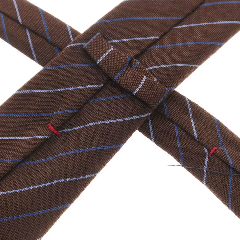 【中古】フランコ プリンツィバリー FRANCO PRINZIVALLI クワトロピエゲ シルクウール ストライプ柄ネクタイ ブラウンxブルー【サイズ-】【BRW】【A/W】【状態ランクB】【メンズ】【759181】