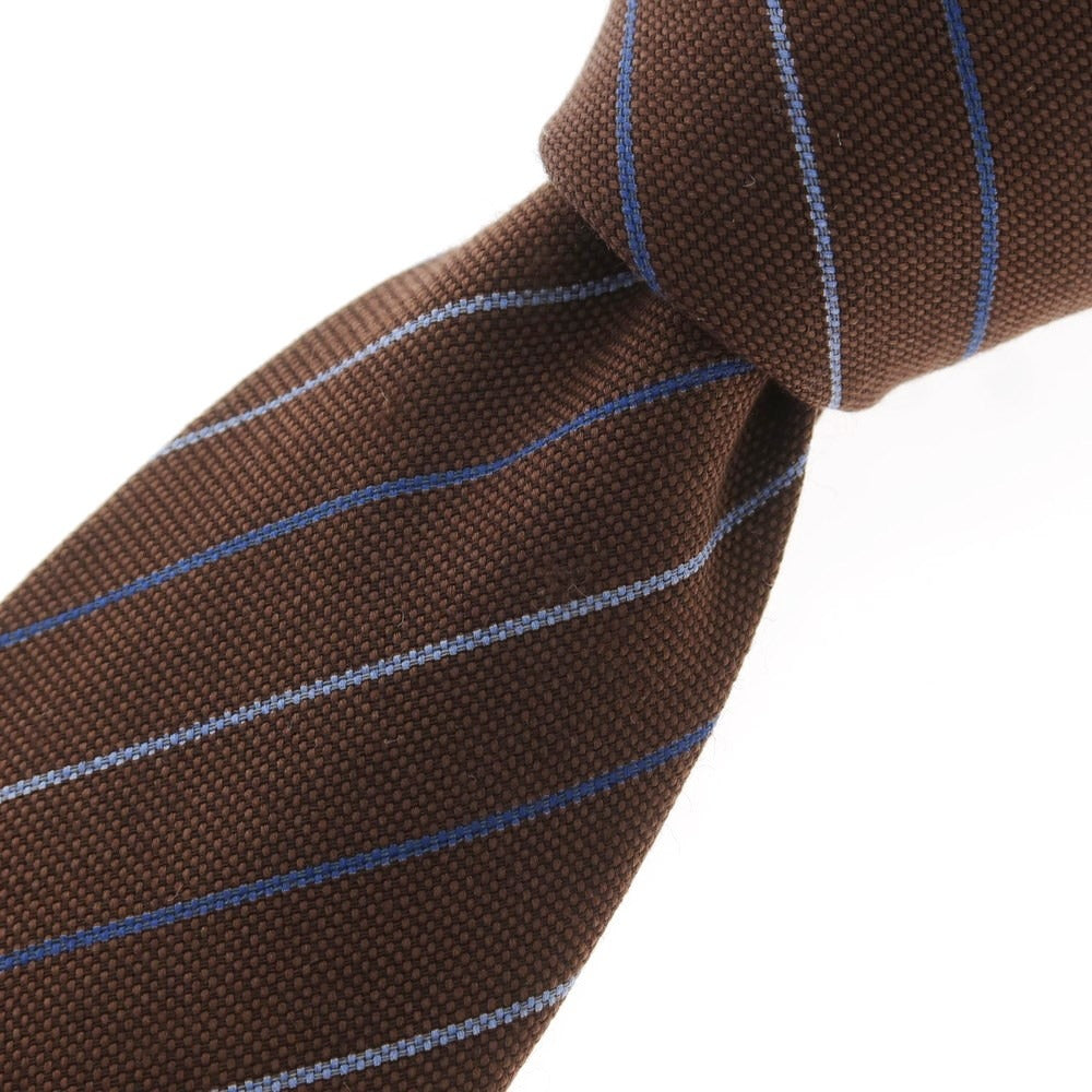 【中古】フランコ プリンツィバリー FRANCO PRINZIVALLI クワトロピエゲ シルクウール ストライプ柄ネクタイ ブラウンxブルー【サイズ-】【BRW】【A/W】【状態ランクB】【メンズ】【759181】