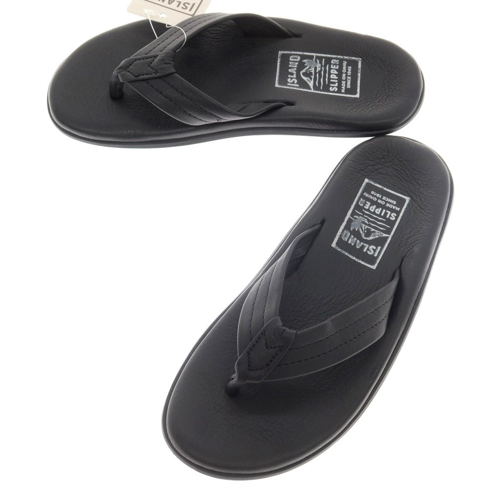 【中古】【未使用】アイランドスリッパ ISLAND SLIPPER レザー トングサンダル ブラック【 9 】【 状態ランクS 】【 メンズ