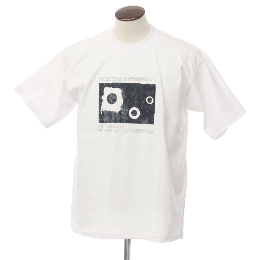 【中古】インカミング ENCOMING コットン系 プリント クルーネック 半袖Tシャツ ホワイト【 表記なし(L位) 】【 状態ランクB 】【 メンズ 】