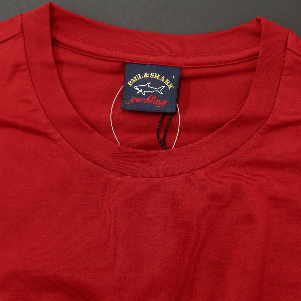 【新品】ポールアンドシャーク PAUL&SHARK ロゴワッペン 半袖Tシャツ マルーン【 L 】【 状態ランクN 】【 メンズ 】