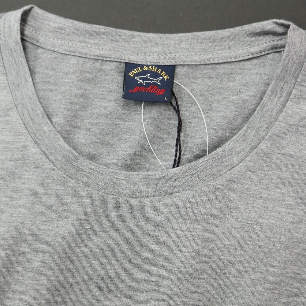 【新品】ポールアンドシャーク PAUL&SHARK ロゴワッペン 半袖Tシャツ グレー【 L 】【 状態ランクN 】【 メンズ 】