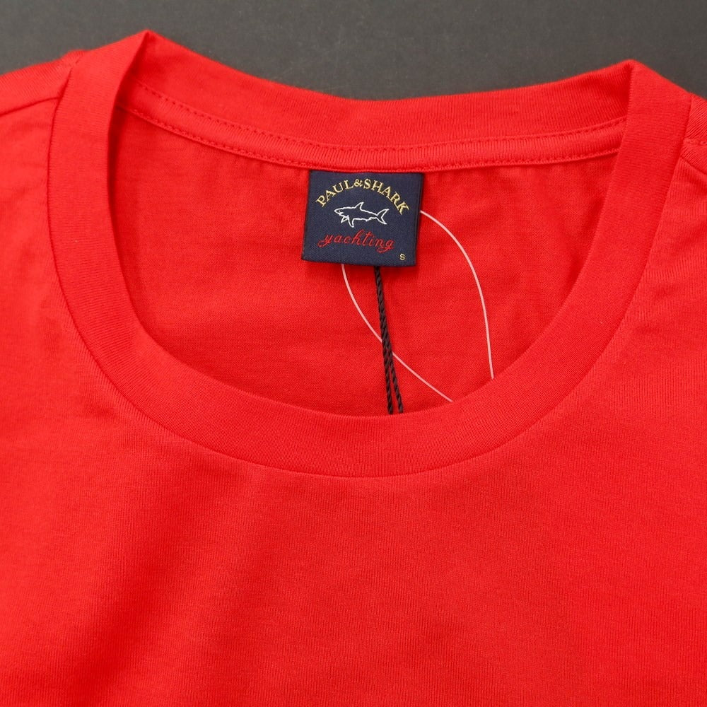 【新品】ポールアンドシャーク PAUL&SHARK ロゴワッペン 半袖Tシャツ レッド【 S 】【 状態ランクN 】【 メンズ 】