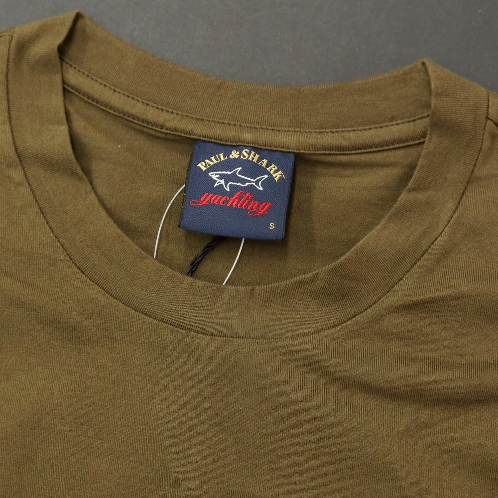 【新品】ポールアンドシャーク PAUL&SHARK ロゴワッペン 半袖Tシャツ オリーブ【 S 】【 状態ランクN 】【 メンズ 】