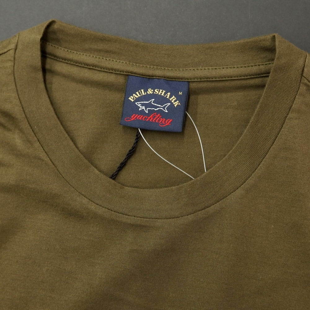 【新品】ポールアンドシャーク PAUL&SHARK ロゴワッペン 半袖Tシャツ オリーブ【 M 】【 状態ランクN 】【 メンズ 】