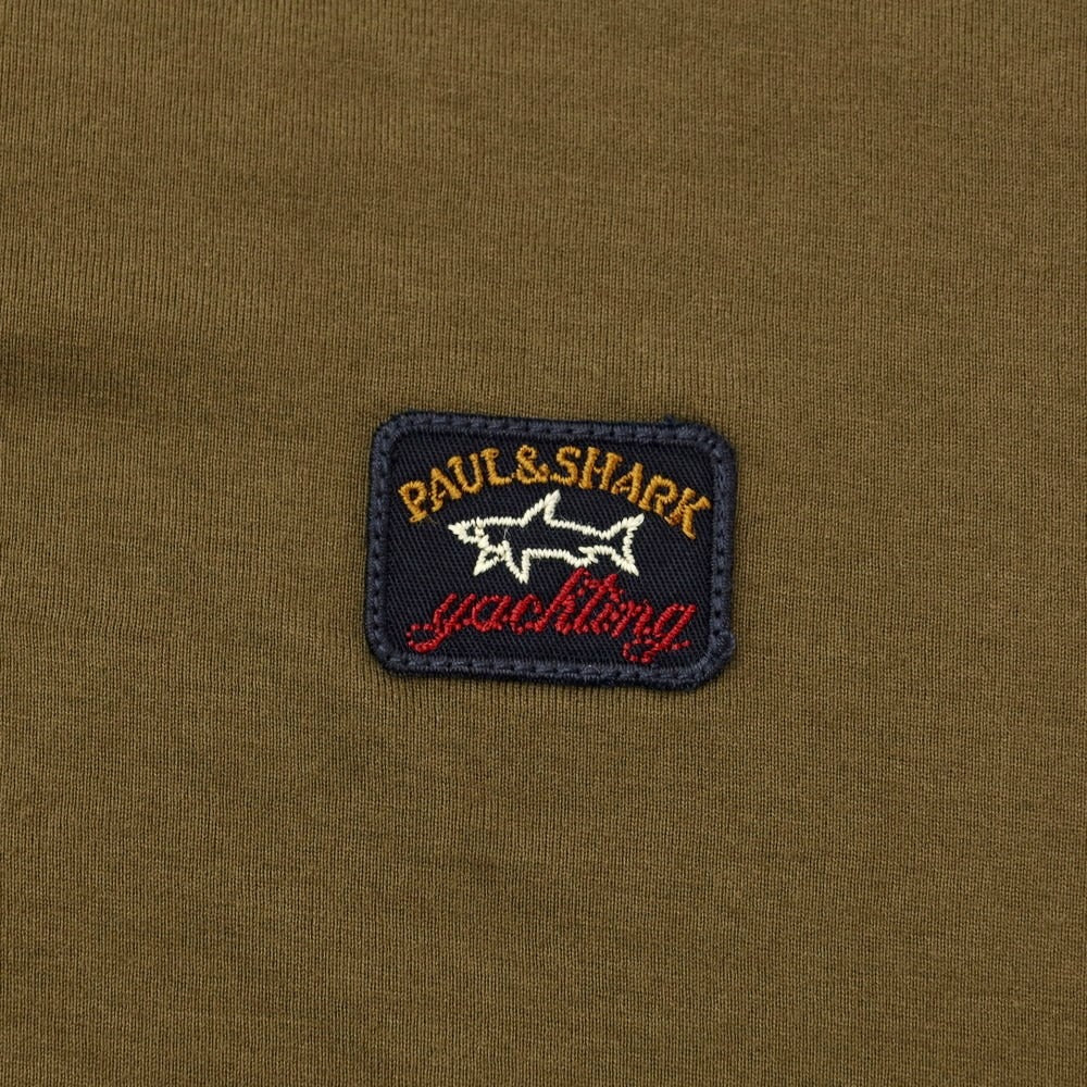 【新品】ポールアンドシャーク PAUL&SHARK ロゴワッペン 半袖Tシャツ オリーブ【 M 】【 状態ランクN 】【 メンズ 】