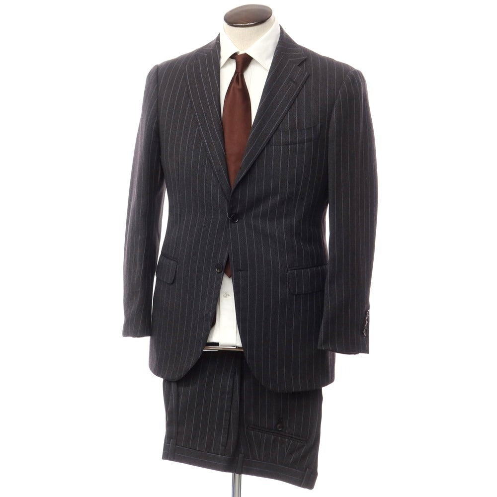 【中古】ビームス BEAMS SUPER120‘S ウール セットアップ 3つボタンスーツ グレーxブルー【 記載なし(L位) 】【 状態ランクC 】【 メンズ 】