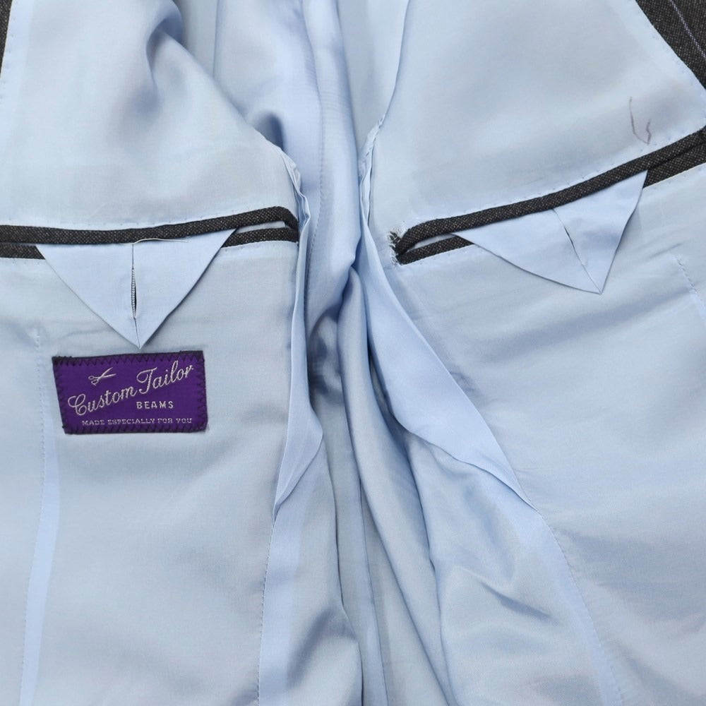 【中古】ビームス BEAMS SUPER120‘S ウール セットアップ 3つボタンスーツ グレーxブルー【 記載なし(L位) 】【 状態ランクC 】【 メンズ 】