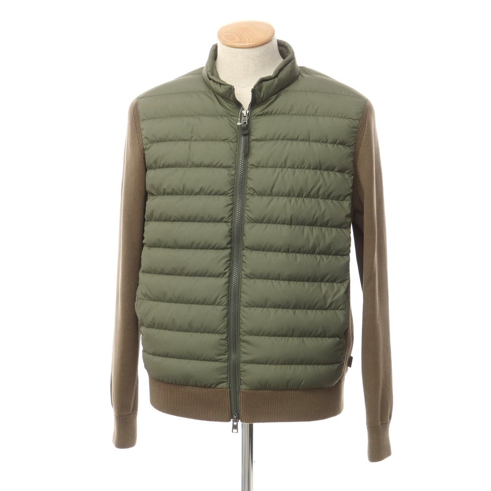 【中古】ウールリッチ WOOLRICH コットンニット切替 ダウンジャケット オリーブ【 S(US) 】【 状態ランクB 】【 メンズ 】