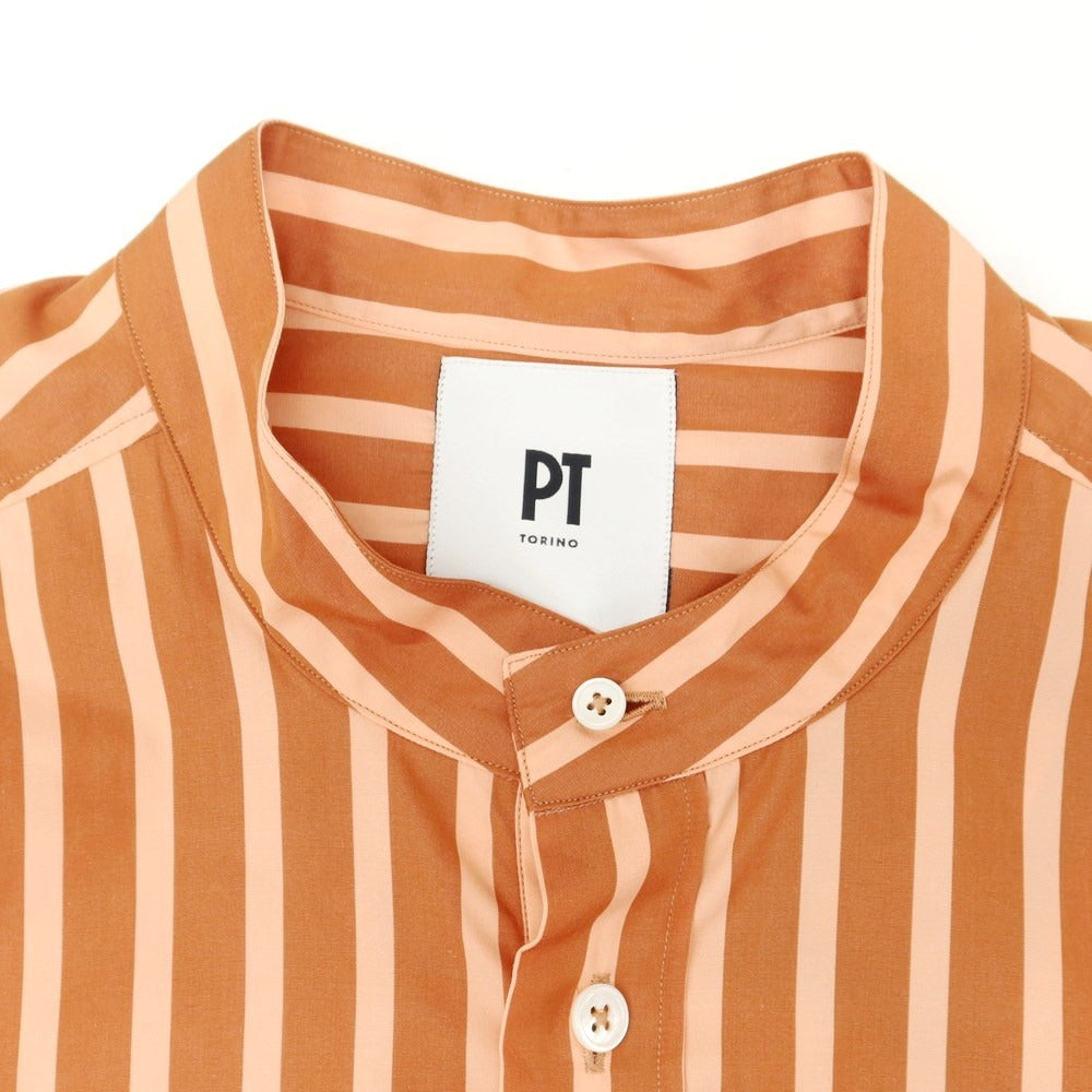 【新品】ピーティートリノ PT TORINO コットン プルオーバー カジュアルシャツ ライトブラウンxピンクベージュ【サイズ40】【BRW】【S/S/A/W】【状態ランクN】【メンズ】【759373】