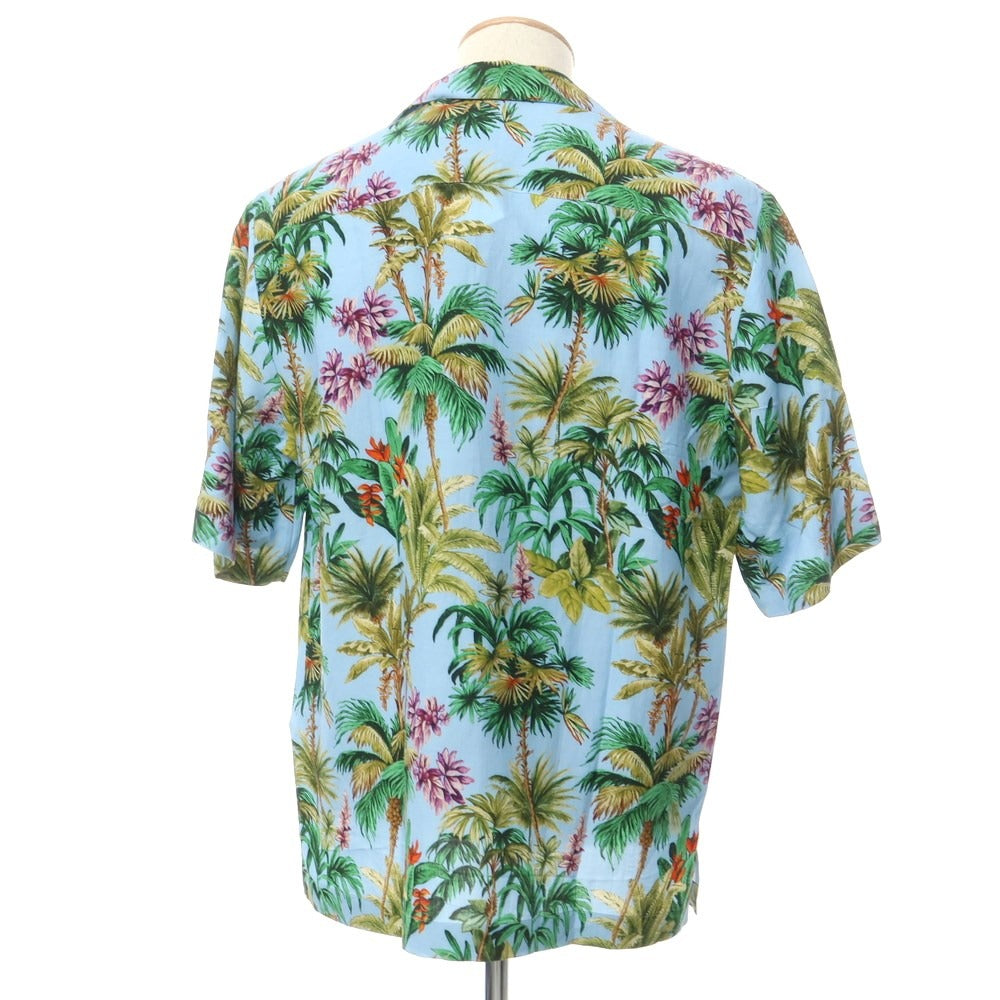 【新品】ピーティートリノ PT TORINO レーヨンリネン オープンカラー 半袖シャツ ブルーxグリーン【サイズ37】【BLU】【S/S】【状態ランクN】【メンズ】【759385】