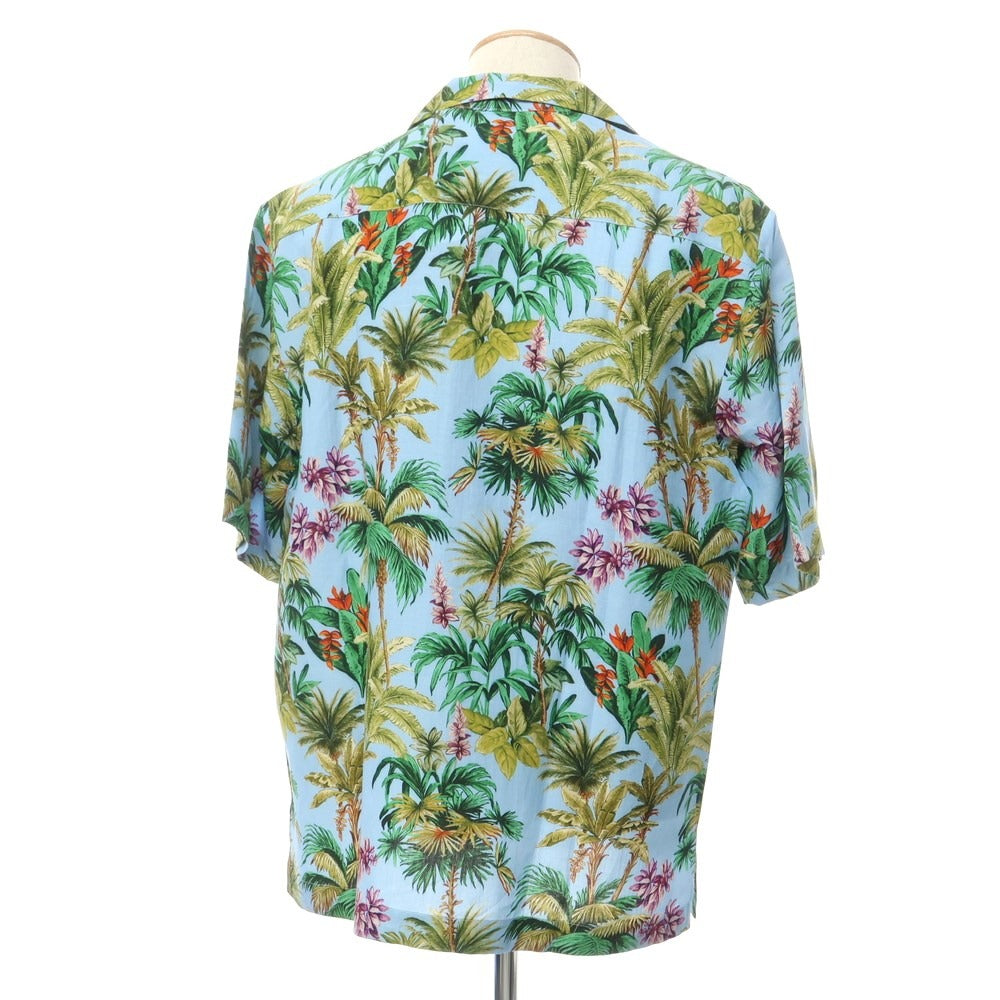 【新品】ピーティートリノ PT TORINO レーヨンリネン オープンカラー 半袖シャツ ブルーxグリーン【サイズ38】【BLU】【S/S】【状態ランクN】【メンズ】【759383】