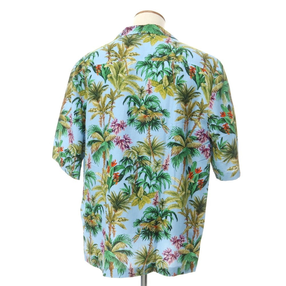 【新品】ピーティートリノ PT TORINO レーヨンリネン オープンカラー 半袖シャツ ブルーxグリーン【サイズ40】【BLU】【S/S】【状態ランクN】【メンズ】【759383】