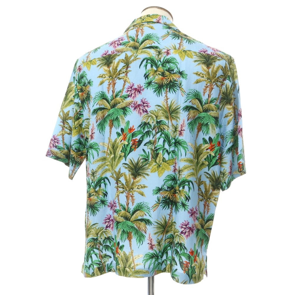 【新品】ピーティートリノ PT TORINO レーヨンリネン オープンカラー 半袖シャツ ブルーxグリーン【サイズ42】【BLU】【S/S】【状態ランクN】【メンズ】【759381】