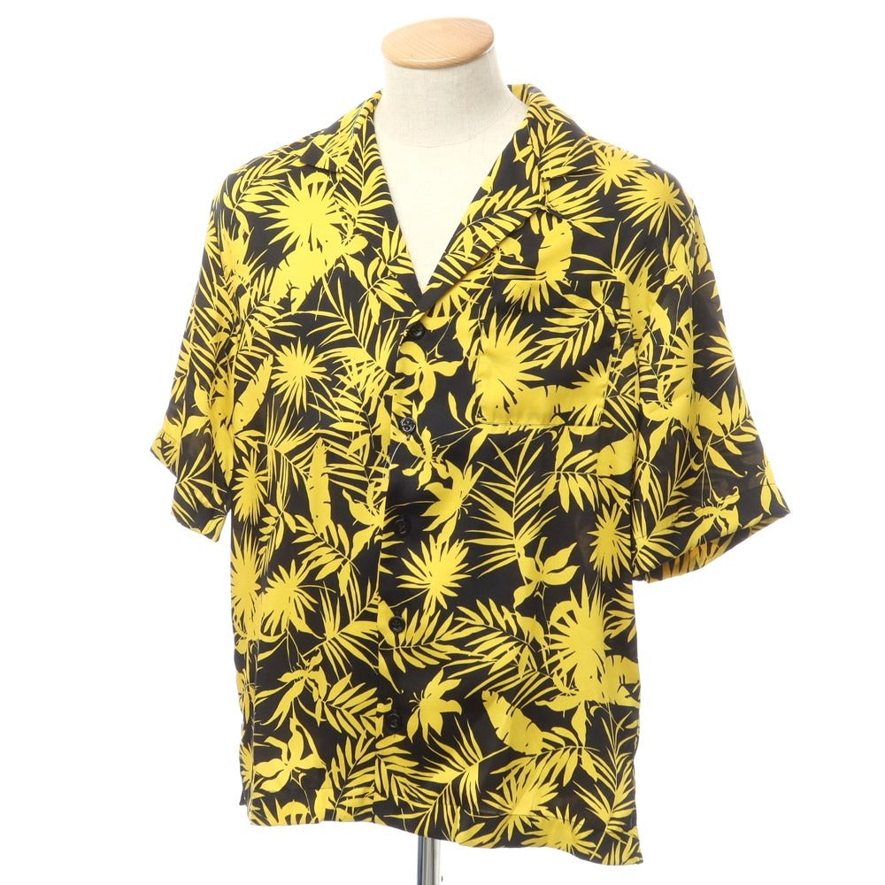 【新品】ピーティートリノ PT TORINO ポリエステル オープンカラー 半袖シャツ ブラックxイエロー【サイズ37】【BLK】【S/S】【状態ランクN】【メンズ】【759384】
