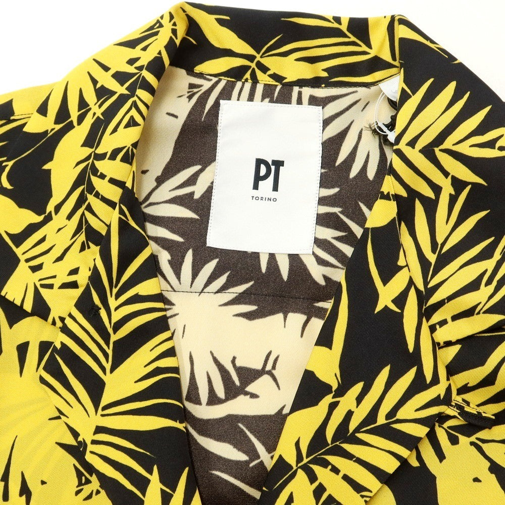 【新品アウトレット】ピーティートリノ PT TORINO ポリエステル オープンカラー 半袖シャツ ブラックxイエロー【サイズ38】【BLK】【S/S】【状態ランクN-】【メンズ】【759385】