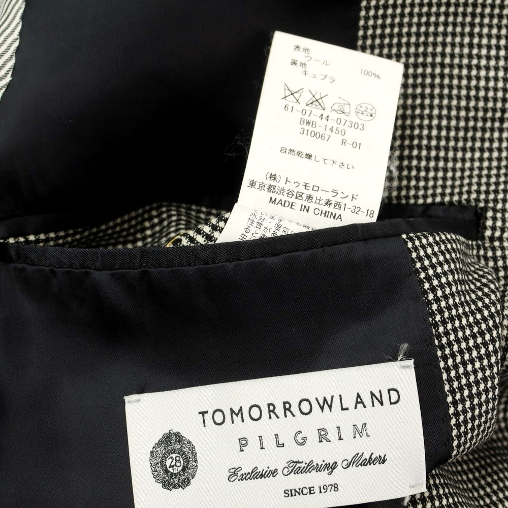 【中古】トゥモローランド TOMORROWLAND ウール 2B テーラードジャケット ブラックxオフホワイト【サイズ44】【GRY】【S/S】【状態ランクB】【メンズ】【759569】